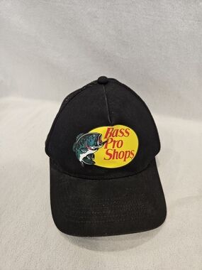 Bass Pro Shops Black Trucker Snapback Hat Adjustable